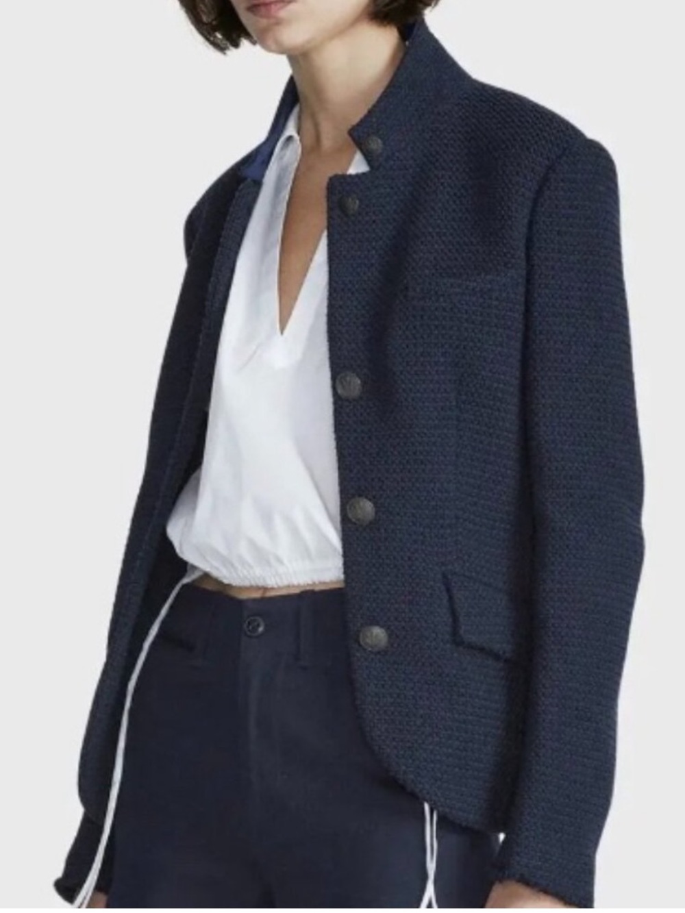 Rag & Bone Slade Tweed Blazer, Navy Size 2